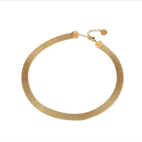 Anthropologie Gold Mesh Choker Necklace - Picture 3 of 8